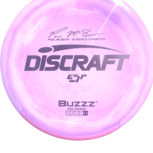 Discraft Esp Buzzz with Deep Lavender Swirls with a Checker flag Foil