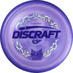 First Run Dark Purple Swirl Discraft Sled disc golf putter in ESP Swirl premium plastic with factory stamp.